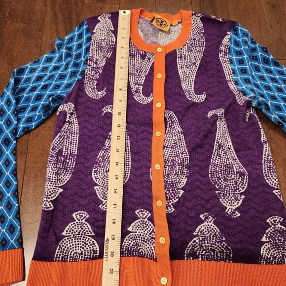 Tory Burch women's button up long sleeve cardigan in size medium merino wool - Picture 7 of 8